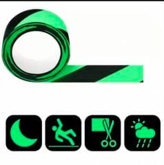 FOSFORLU MERDİVEN KAYDIRMAZ BANT 5CMX25MT YEŞİL/SİYAH FOSFORLU MERDİVEN BANDI FOTOLÜMANLİ